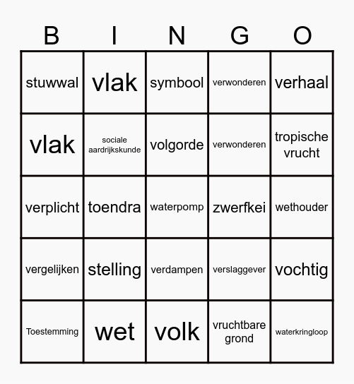 Wetenswaardig Bingo Card