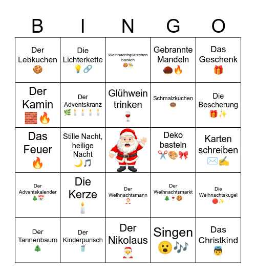 Weihnachts Bingo Card