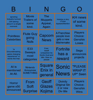 TGA 2025 BINGO TIME Bingo Card