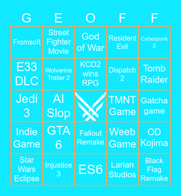 Game Awards Bingo Card