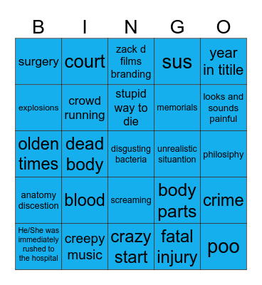 Zack D Films Bingo Card