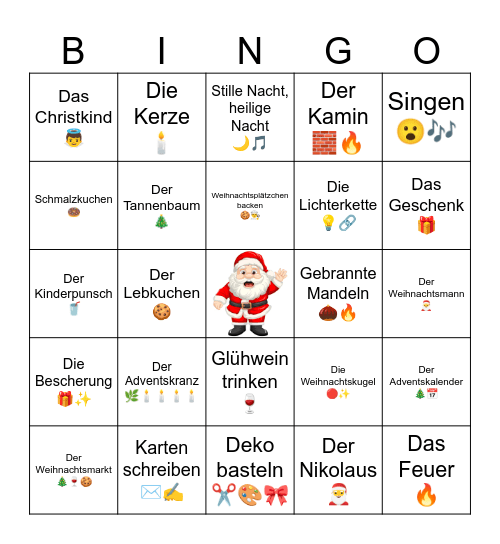 Weihnachtsbingo Card