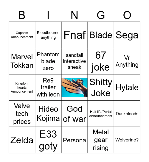 Game Awards 2025 Bingo Card