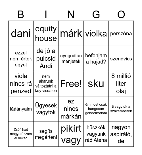 Vénusz bingó Bingo Card