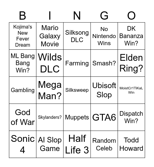 TGA 2025 Bingo Card