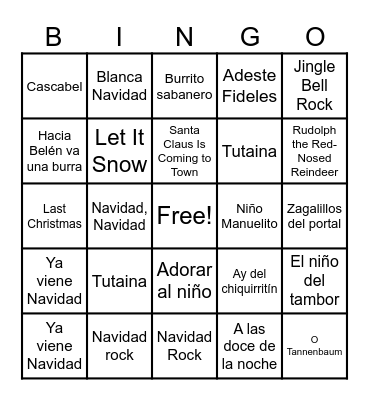 Bingo Musical de Navidad Bingo Card