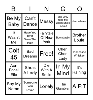 December Music Bingo Card