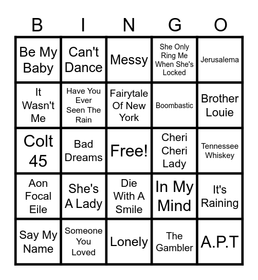 December Music Bingo Card