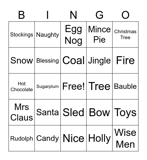 Christmas Bingo Card