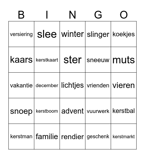 KERSTMIS Bingo Card