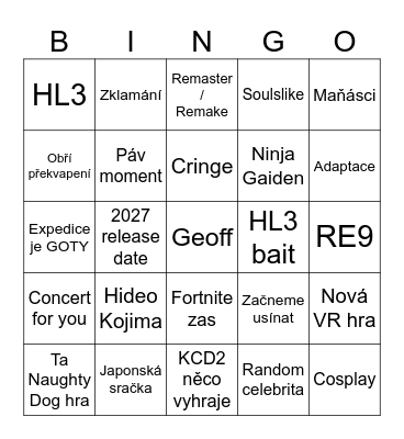 TGA 2025 Bingo Card