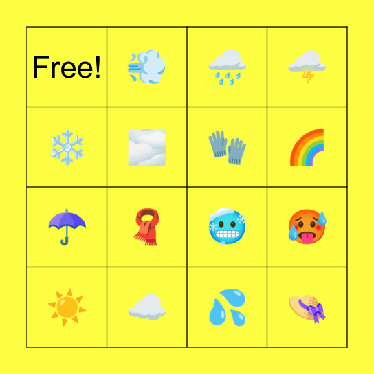 WEATHER Bingo Card