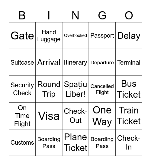 Travel Vocabulary Review! Bingo Card