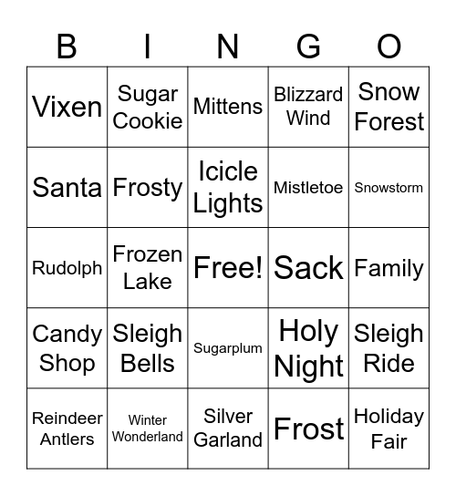Holiday Bingo 2025 Bingo Card