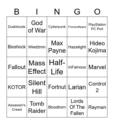 Banger TGA Bingo Card