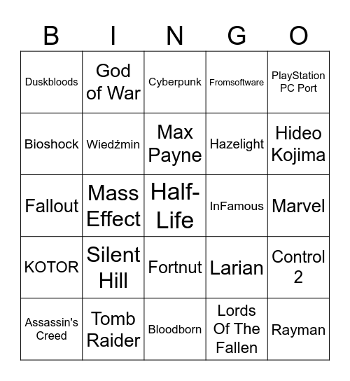 Banger TGA Bingo Card