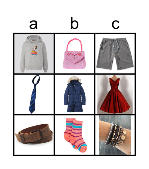 Clothing ~ Random Bingo Card