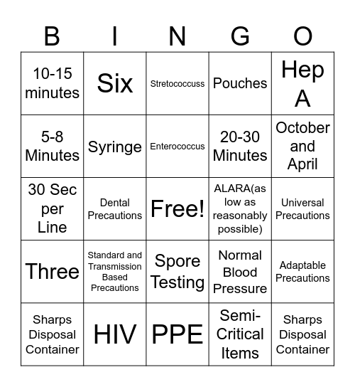 Dental Bing Bingo Card
