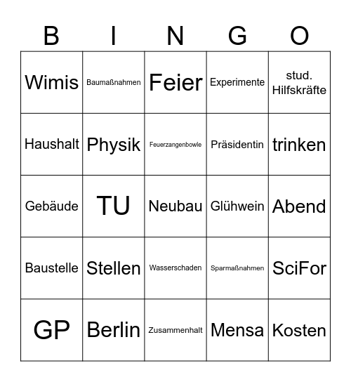 Weihnachtsfeier Nanoanalytik Bingo Card