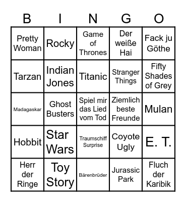 Filme erraten Bingo Card
