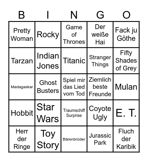 Filme erraten Bingo Card