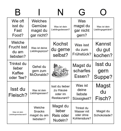 Rund ums Essen! Bingo Card