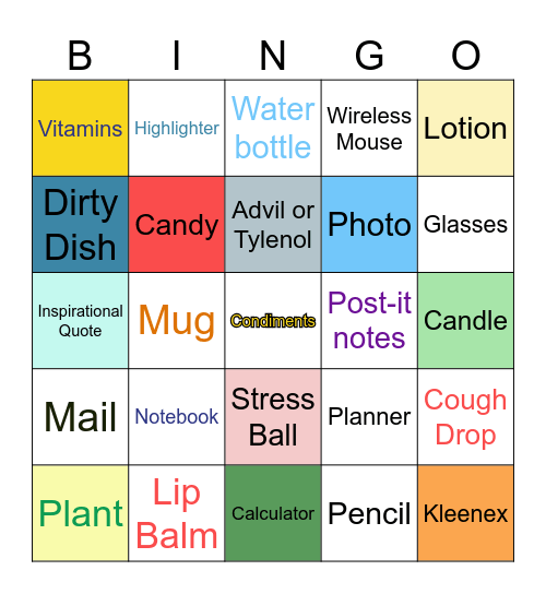What's on Your Desk? Bingo Card