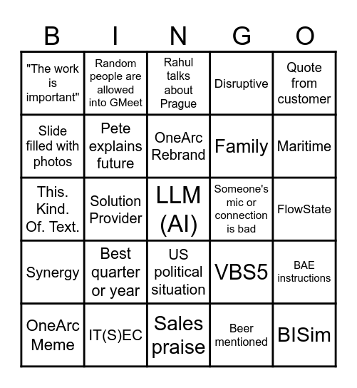 All hands Q4 2025 Bingo Card