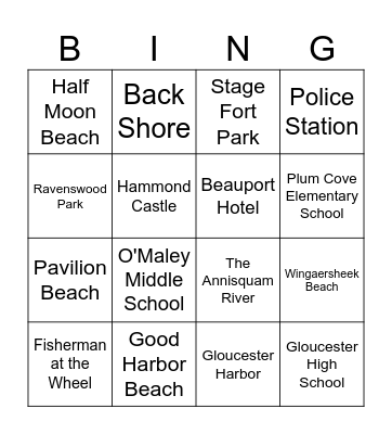 Gloucester Bingo Card