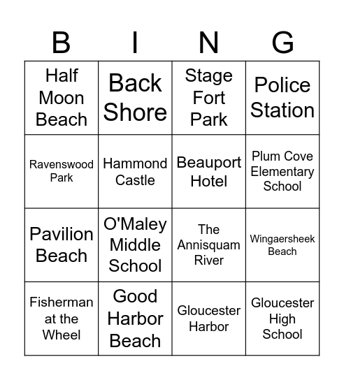 Gloucester Bingo Card