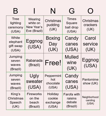 Holiday Bingo Card