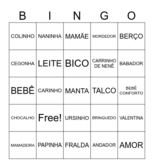 Chá da Valentina Bingo Card