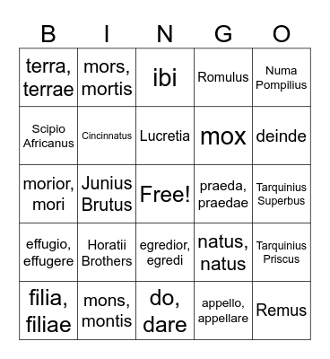 VINCO Bingo Card
