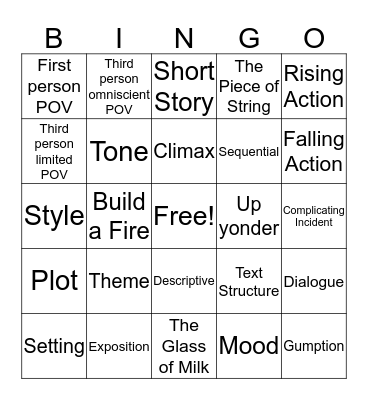 Story Time! Bingo Card