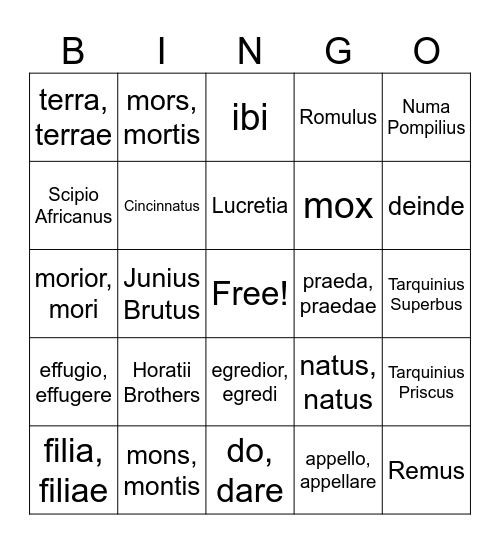 VINCO Bingo Card