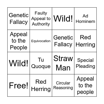 Fallacy Bingo Card