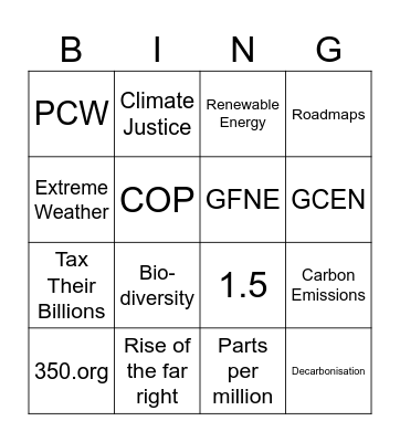 Climate Bingo Card