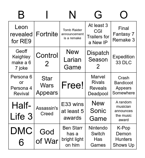 Untitled Bingo Card