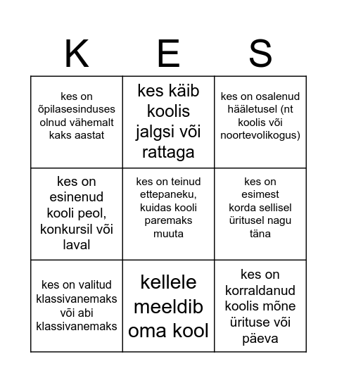 BINGO! Leia keegi, ... Bingo Card