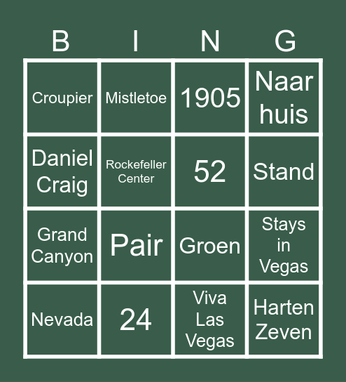 Casino Kerst Bingo Card