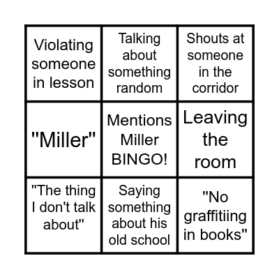 Miller BINGO! Bingo Card
