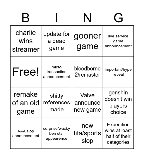 Bing Bingo Card