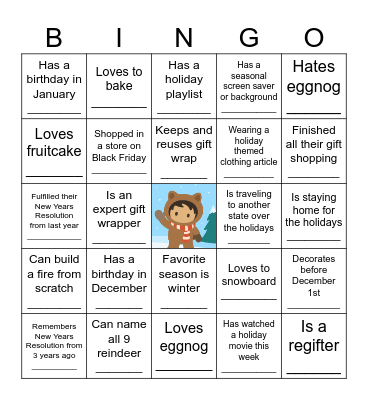 Winter Wonderland Bingo Card