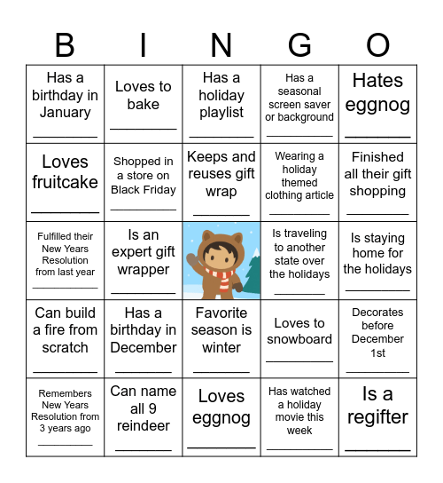 Winter Wonderland Bingo Card