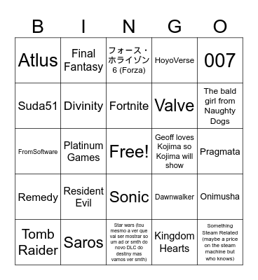 Diogo's Bingo of Misfortune Bingo Card