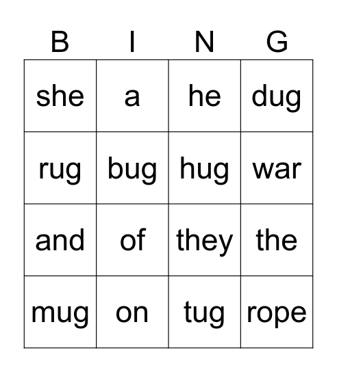 Tug-of-War (D16) Bingo Card