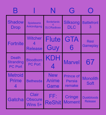 Streamawards Bingo Card