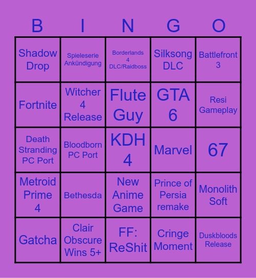 Streamawards Bingo Card