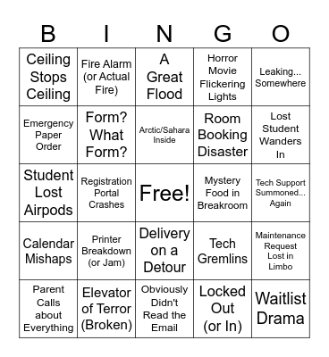 Gardner Hall Bingo Card