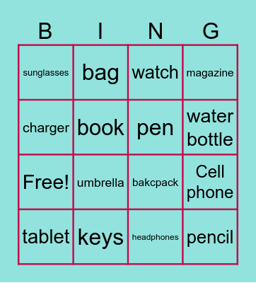 Common objects people carry Bingo Card